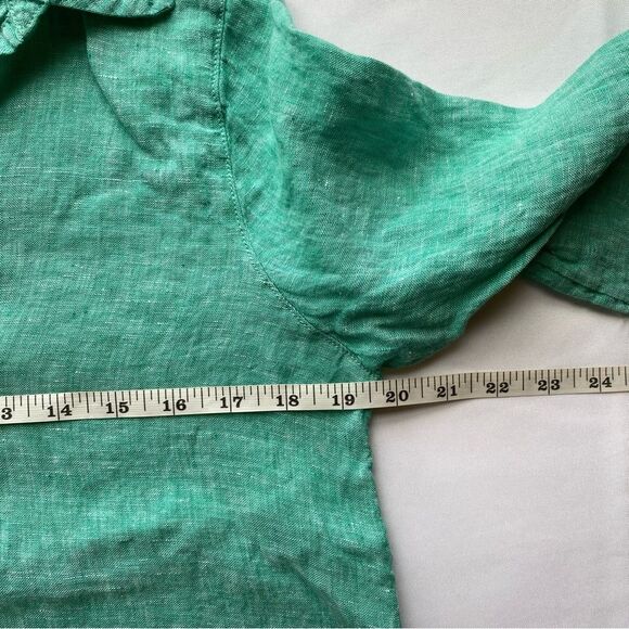 NWOT Isaac Mizrahi New York Teal Coastal Linen Top Size Small - Picture 9 of 11